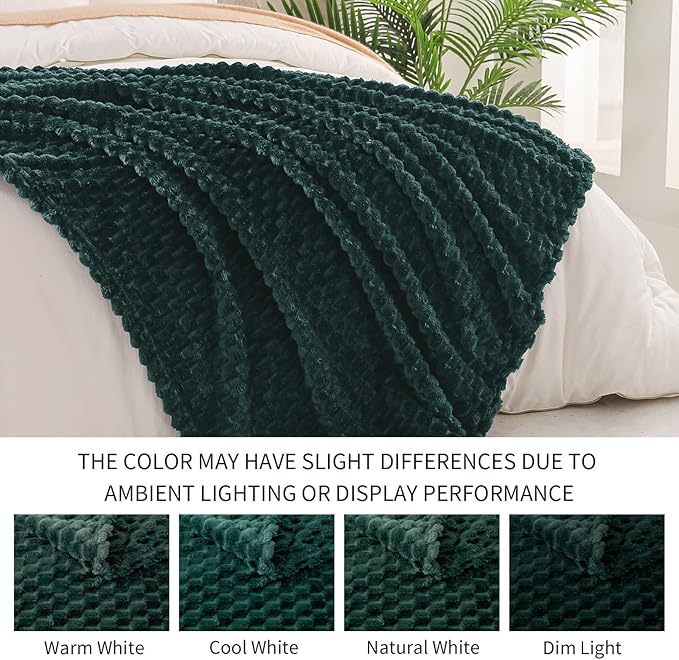 Exclusivo Mezcla Fleece Throw Blanket for Couch, Extra Large Fuzzy Forest Green Bed Blankets, Soft Cozy Plush Sofa Throws for All Seasons, 50x70 Inches