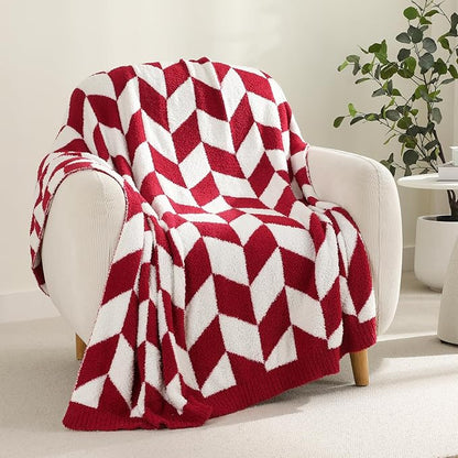 Snuggle Sac Christmas Red Blankets for Bed, Super Soft Warm Christmas Blankets Oversized Cozy Knit Fuzzy Blanket for Living Room, Red,60x80 inches