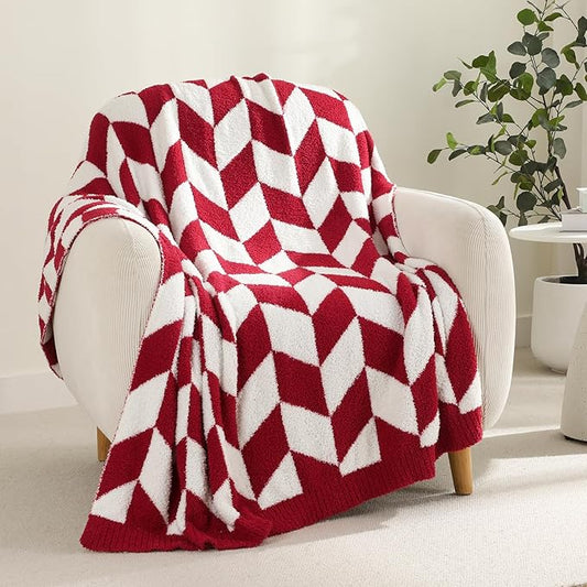 Snuggle Sac Christmas Red Blankets for Bed, Super Soft Warm Christmas Blankets Oversized Cozy Knit Fuzzy Blanket for Living Room, Red,60x80 inches