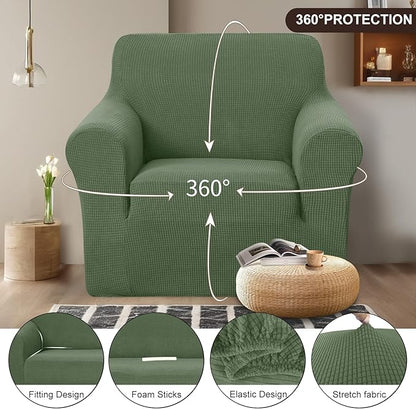 U-NICE HOME Stretch Recliner Chair Cover, Pet Friendly Armchair Slipcover Furniture Protector, Washable Couch Cover, Loden Frost