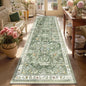 Yamaziot Washable Runner Rug 3x8 – Large Floral Non Slip Boho Hallway Runner Rug with Rubber Backing, Low Pile Faux Wool Distressed Carpet for Kitchen, Laundry, Bedroom, Entrance, Green
