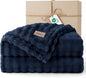 Bedsure 3D Fleece Bubble Blanket - GentleSoft Blue Queen Blanket for Bed Sofa Room Decor - Luxury Soft Cozy Gifts for Kids Girls, Lightweight, All Seasons, Navy Blue, 90"×90"