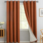 Yakamok Burnt Orange Linen Curtains 100% Blackout 84 Inches Long,Room Darkening Textured Curtains for Living Room Thermal Grommet Bedroom Curtains 2 Panels with White Liner