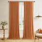Guken Orange 100% Blackout Linen Curtains 120 Inch Length 2 Panels Set for Living Room Bedroom Back Tab/Rod Pocket Thermal Insulated Black Out Drapes Room Darkening Farmhouse Window Curtains 52x120