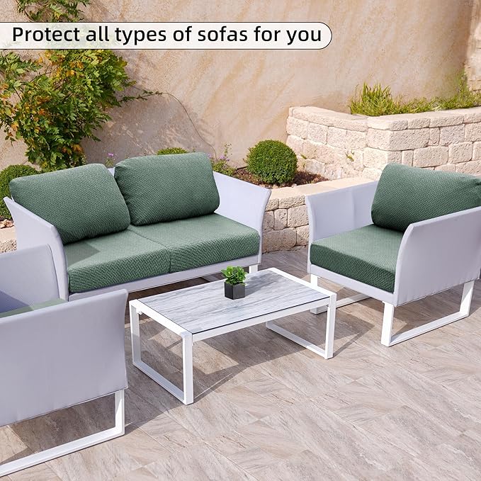 Outdoor Cushion Covers Set,8PCS Patio Furniture Couch Seat Slipcovers, Replacement for Sofa Sectional Chair(Cover，Only)