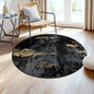 Washable Area Rugs 4ft Non-Slip Modern Abstract Soft for Living Room Entryway Bedroom Nursery, Print Pattern, Dark Black Gold