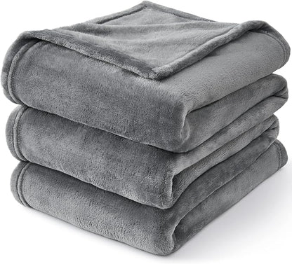 BEDELITE Fleece Blankets King Size for Bed, Luxury Plush Cozy Fuzzy Blanket 108x90 inches, Super Soft Warm Lightweight Throw Blanket All Seasons Suitable, Grey