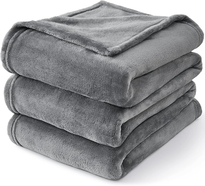 BEDELITE Fleece Blanket Grey Throw Blanket for Couch & Bed, Luxury Plush Cozy Fuzzy Blanket 50" x 60", Super Soft Warm Lightweight Throw Blanket for Travel Camping