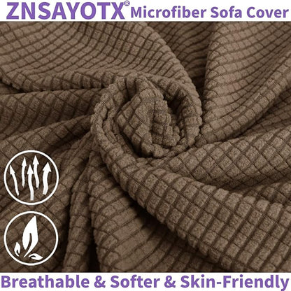 ZNSAYOTX Super Stretch Chair Slipcover Universal Sofa Chair Covers for Living Room Dogs Pet Furniture Protector Spandex Armchair Slipcovers with Anti Slip Foam Sticks (Brown, Chair)