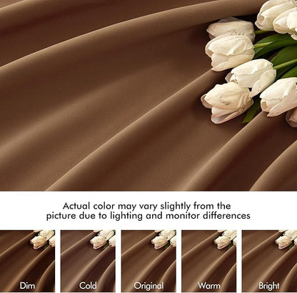 MIULEE Back Tab Blackout Curtains 84 Inch Length 2 Panels Set for Living Room Bedroom, Rod Pocket/Pinch Pleated Thermal Insulated Room Darkening Light Blocking Curtains 52x84 Inch, Cappuccino Brown