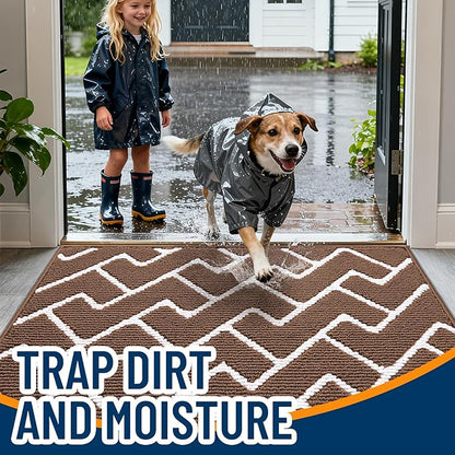 OLANLY Front Door Mat, Non-Slip Rubber Backing, Dirt Resistant and Absorbent, Washable, Easy to Clean Low-Profile Indoor Doormat for Back Door, Entryway, Inside Entrance, 36x24, Coffee