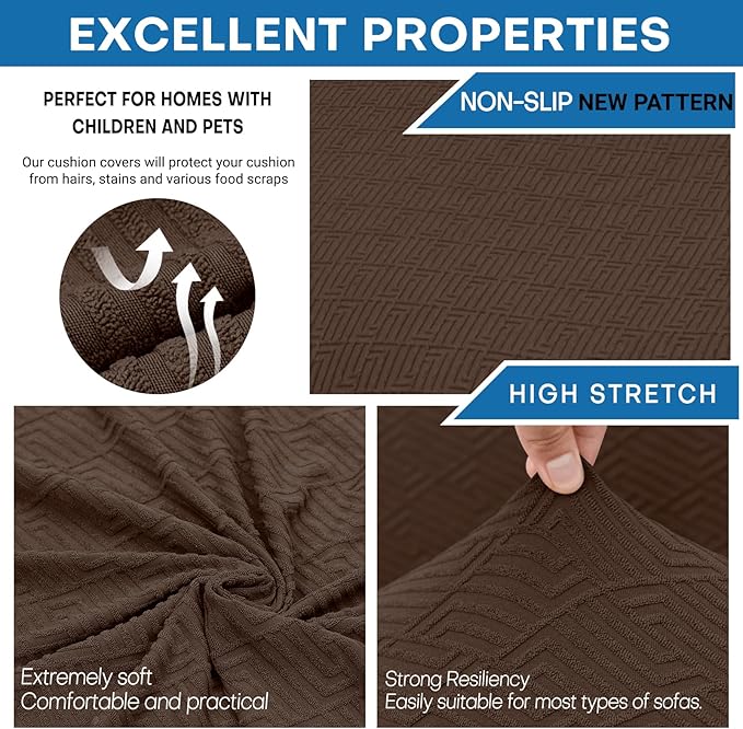 XINEAGE 2026 New 3 Pieces Couch Covers for 2 Extra Large Cushion Sofa Super Stretch Sofa Cover for 2 Large Seat Cushion Universal Loveseat Slip Cover for Living Room (Coffee), 71"-91"(2 Cushions)