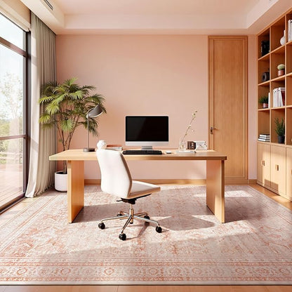Lofus 8x10 Area Rug for Living Room,Pink Washable Area Rugs with Non-Slip Backing,Soft Boho Carpets for Bedroom Dining Room Home Office Indoor Nursery