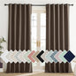 NICETOWN Coffee Vintage Linen 100% Blackout Curtains for Living Room, Thermal Insulated Curtains 102“ Long, Noise Reducing Window Treatment Drapes for Home Office, 62" Wide Per Panel, Set of 2