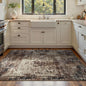 Area Rug 4x6 Brown Rug Washable Boho Rugs Non Slip Low Pile Abstract Coffee Small Carpet for Entryway, Bedroom, Kitchen, Classroom, Kids Room, Office, Dorm, Dining Room