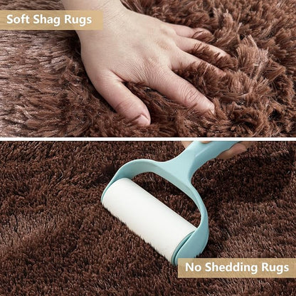 Shag Area Rugs for Bedroom Living Room,6X9 Ultra Soft Fluffy Area Rugs for Dorm, Indoor Carpet Nursery Rugs for Kids Room Home Decor,Brown