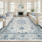 Area Rugs 10'x12' Washable Non-Slip, Floral Vintage Distress Print Pattern Medallion Carpet for Living Room Bedroom Dining Room, Light Blue Navy Beige Gray White