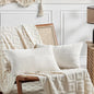 Fancy Homi 2 Packs Cream White Lumbar Decorative Throw Pillow Covers 16x32 Inch for Living Room Couch Bed, Rustic Farmhouse Boho Home Decor, Soft Striped Corduroy Rectangle Accent Cushion Case 40x80cm