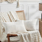Fancy Homi 2 Packs Cream White Lumbar Decorative Throw Pillow Covers 16x28 Inch for Couch Bed Sofa, Rustic Farmhouse Boho Home Decor, Soft Striped Corduroy Rectangle Accent Cushion Case 40x70 cm