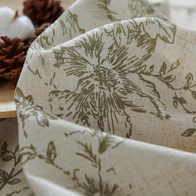 jinchan Linen Blend Floral Curtains for Living Room 108 Inches Extra Long Farmhouse Printed Curtain Back Tab Green Peony Flower Patterned Drapes Bedroom Window Curtains Set 2 Panels