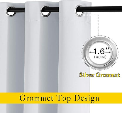 NICETOWN Room Darkening Curtains for Living Room - Easy Care Solid Thermal Insulated Grommet Curtains/Panels/Drapes for Bedroom (2 Panels, 66 by 84, Greyish White)