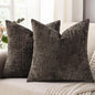 decorUhome Dark Brown Chenille Euro Sham Throw Pillow Covers 22x22 Set of 2 Textured Soft Cozy Slubby Couch Pillow Covers Modern Farmhouse Boho Decorative Pillow Cases for Bed Sofa Living Room