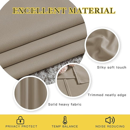NICETOWN Room Darkening Curtain Panels - (52 inches Wide, Taupe, 2 Pieces) Nursery & Infant Care Drapes, Extra Long 108 inches Length Curtains for Patio Door/Dining Room