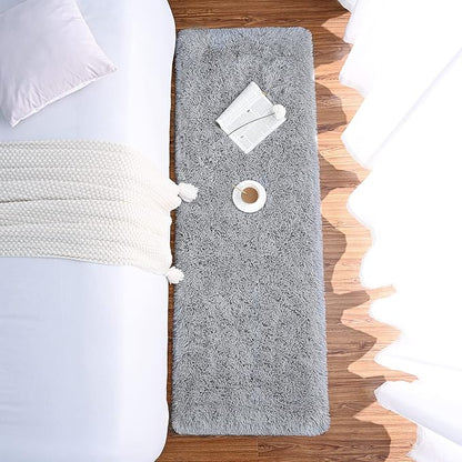 Chicrug Soft Runner Rugs for Bedroom Living Room Plush Fluffy Rug 2x7 Feet, Shag Furry Area Rug Carpet Non Shedding for Nursery Children Kids Girls Room Home Decorative, Grey