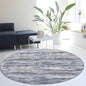 KOZYFLY Modern Abstract Round Washable Rug 5Ft, Non-Slip Soft Kitchen Bathroom Circle Rug, Grey-Blue Striped Entryway Rugs Abstract Faux Wool Doormat for Bedside Entrance Bedroom Sink