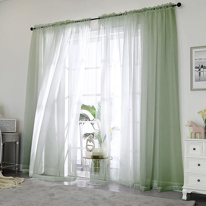 Chyhomenyc Sage Green Sheer Curtains 84 inches Long 2 Panels, Light Filtering Soft Window Treatment Voile Drapes for Living Room Bedroom, Each 42Wx84L,2 PCS