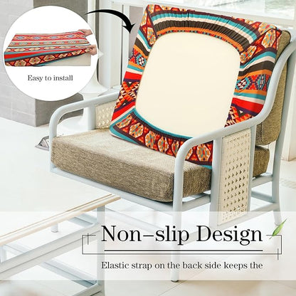 Newwiee 8Pcs Patio Cushion Covers Stretch Outdoor Cushion Cover Replacement for Patio Furniture Sofa Couch Slipcovers, Soft Flexibility Washable Furniture Protector(Argyle,Vintage Color)