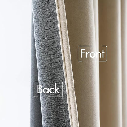 MIULEE Velvet Curtains 108 inches - Luxury Blackout Curtains for Bedroom Living Room Thermal Insulated Super Soft Window Drapes Rod Pocket & Back Tab, Beige, W52 x L108 inches, 2 Panels