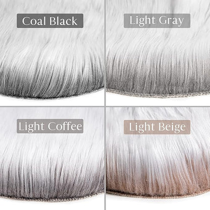 Ashler faux fur rug, Fluffy Shaggy Area Rug Ultra Soft 2 x 3 Feet Sheepskin Fur Rug, Frosted Bottom Black Fuzzy Rug Machine Washable Shag Rug, Nursery Decor Throw Rugs for Bedroom, Living Room