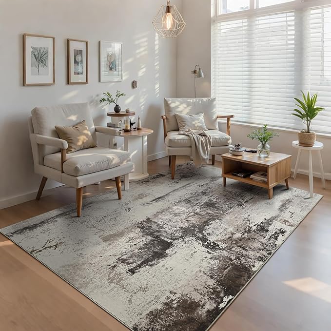 Ompaa Living Room Rug 5x8 Coffee Area Rug Machine Washable Boho Rug Non Slip Abstract Vintage Indoor Large Rugs for Bedroom, Classroom, College Dorm, Farmhouse, Dining Room, Kids Playroom