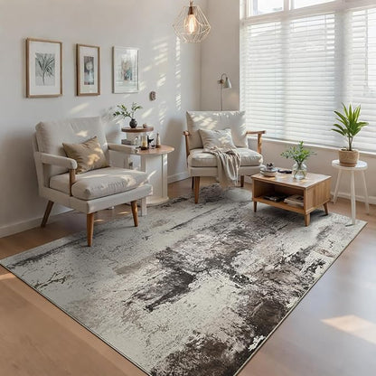 Ompaa Living Room Rug 5x8 Coffee Area Rug Machine Washable Boho Rug Non Slip Abstract Vintage Indoor Large Rugs for Bedroom, Classroom, College Dorm, Farmhouse, Dining Room, Kids Playroom