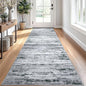 Lansny Modern Abstract Runner Rug 2.6x10, Black Grey White Washable Long Kitchen Runner Non-Slip Soft Hallway Rug Runner Thin Print Faux Wool Carpet for Entryway Bedroom Laundry Room Indoor Home Decor
