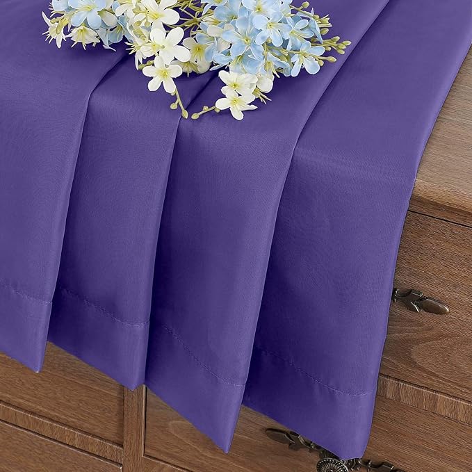 Purple Small Sheer Curtains Tier 24 Inches Length 2 Pieces, Light Filtering Cafe Curtains Sheers for Living Room Bathroom, Modern Window Treatments Dual Rod Pocket Panels, 2X42Wx24L Inches