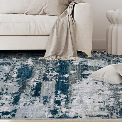5x7 Area Rugs for Living Room Rug Washable: Abstract Rug for Dining Room Bedroom Carpet Non Slip 5 by 7 Indoor Modern Nursery Home Office Navy Grey