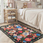 Floral Machine Washable Rug Black/Brown, 3x5 Rug Non Slip Soft Bedroom Rugs for Entryway Dorm, Ultra-Thin Rugs for Bedroom Stain Resistan(3 x 5, Black/Brown)
