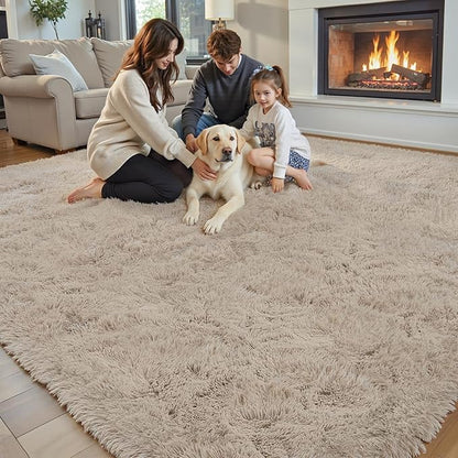 Rugs for Living Room 6x9, Alfombras para Salas Shag Large Plush Soft Area Rug, Shaggy Carpets for Bedroom, Kids Boys Girls Home Decor Aesthetic(Beige, 6 x 9)
