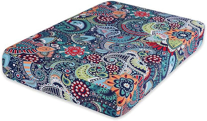 hyha Printed Couch Cushion Covers, Floral Sofa Covers Washable for 2 Cushion Couch, Stretch Pattern Outdoor Cushion Covers for Patio Furniture with Elastic Bottom(Medium, Paisley)