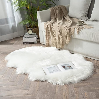 MIULEE Luxury Soft Fluffy Area Rug 3x5 Feet, Faux Fur Sheepskin Rug Decorative Plush Shaggy Carpet for Christmas Decor Bedside Sofa Floor Nursery, White