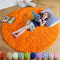 Amdrebio Orange Round Circle Rug 5Ft for Bedroom Living Room, Fluffy Fuzzy Shaggy Area Rugs for Kids Room Decor Aesthetic, Cute Furry Plush Shag Carpet for Baby Nursery Dorm Playroom, Teen Girls Boys