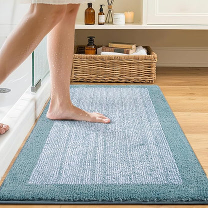 36x24 Large Bathroom Rugs Washable Non Slip, Dusty Blue Bath Mat for Bathroom Floor Tub, Soft Absorbent Quick Dry Mats for Shower, Bathtub,Home Decor