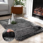 Ashler HOME DECO Soft Fox Faux Fur Chair Couch Cover Area Rug for Bedroom Floor Sofa Living Room Black White Rectangle 2 x 3 Feet