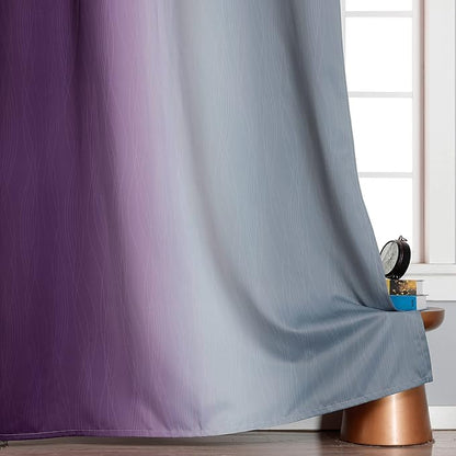Estelar Textiler Grey and Purple Blackout Curtains for Bedroom, Thermal Insulated Drapes 108 Inches Long, Full Light Blocking Energy Saving Long Curtains for Living Room, 52Wx108L, 2 Panels
