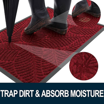 Colorxy Waterproof Doormat, Sturdy Natural Rubber Front Indoor Mat, Non Slip Low Profile Indoor Outdoor Door Mats, Stain and Fade Resistant Floor Mats, Easy Clean Patio Entry Mat, 71''x47'', Burgundy