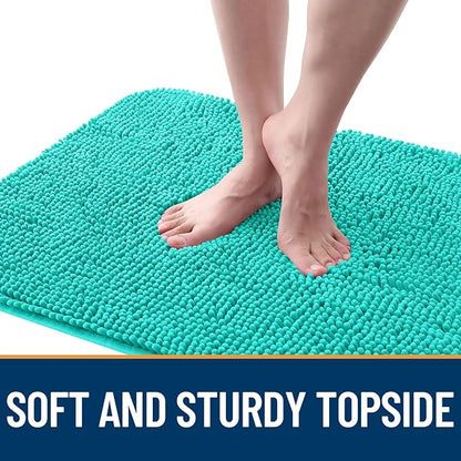 OLANLY Dog Door Mat for Muddy Paws 59x24, Absorbs Moisture and Dirt, Absorbent Non-Slip Washable Doormat, Quick Dry Chenille Mud Mat for Dogs, Entry Indoor Entryway Carpet for Inside Floor, Teal