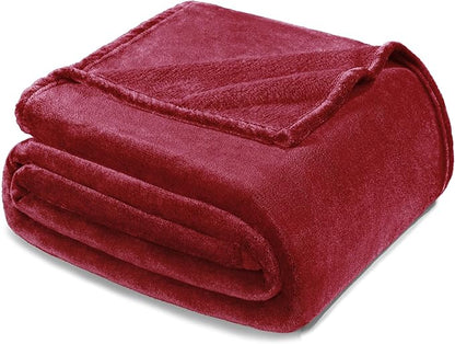 Exclusivo Mezcla Fleece Blanket Twin Size for Bed, Super Soft and Warm, All Season, Cozy, Plush, Lightweight, 60x80 Inches Deep Red