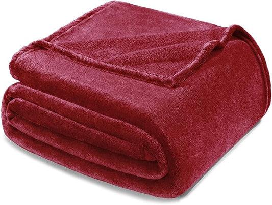Exclusivo Mezcla Fleece Blanket Twin Size for Bed, Super Soft and Warm, All Season, Cozy, Plush, Lightweight, 60x80 Inches Deep Red